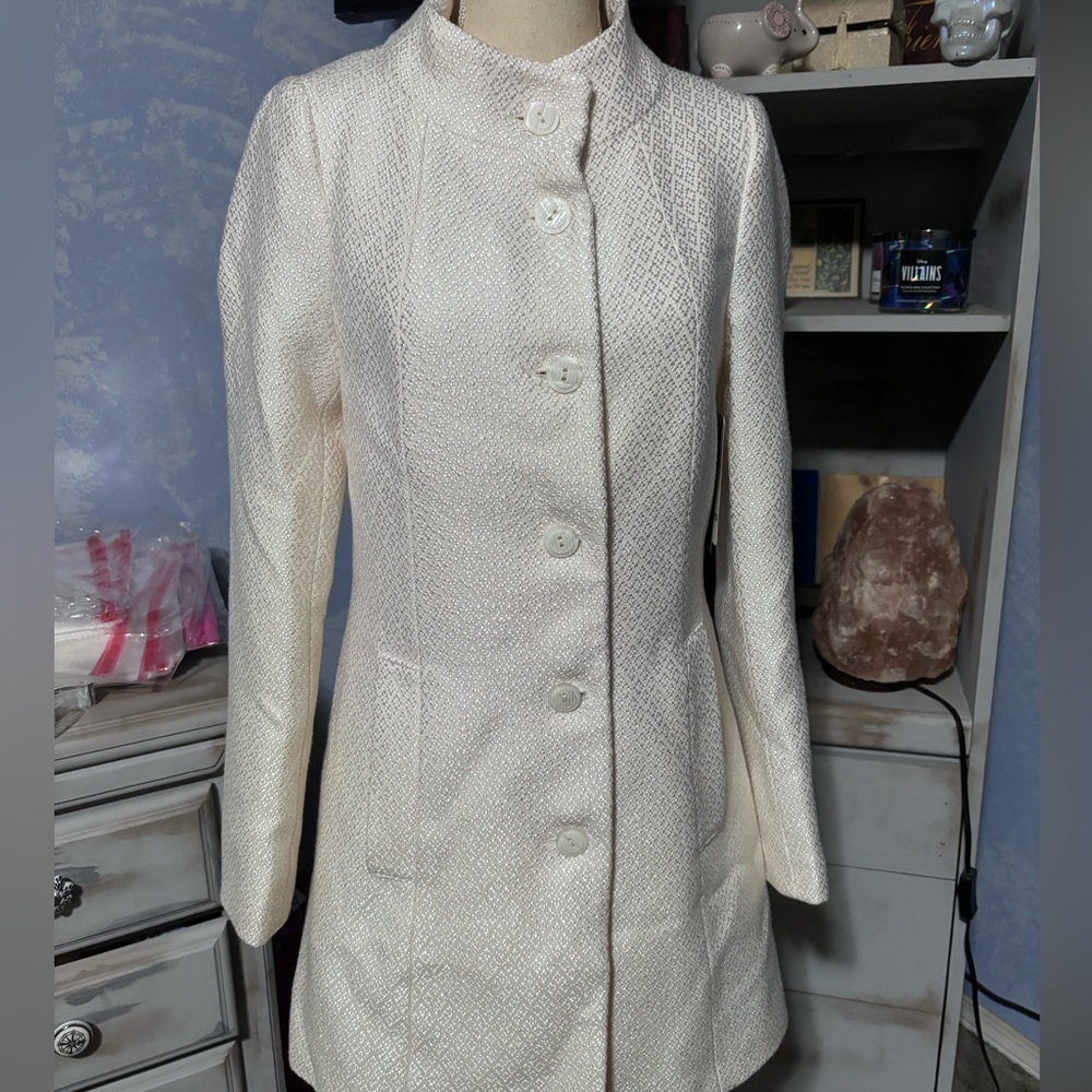 Le Chateau white wool trench coat xxs nwt - Picture 2 of 16